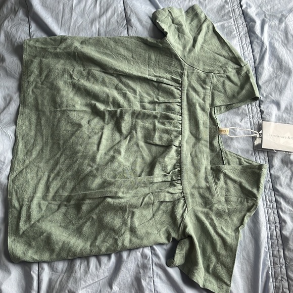 NWT Mint Green Square Neck Short Sleeve Blouse size small - Picture 7 of 8